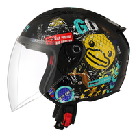 Tanked Racing坦克摩托车头盔3C四分之三盔T536四季防风B.Duck电动车帽男女 【小黄鸭】亮黑大都会(透明镜片) L(头围56-58cm)