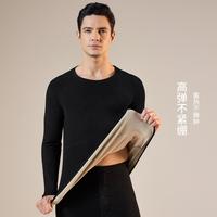 含羊毛蚕丝贴片暖腹双面磨毛男士保暖上衣