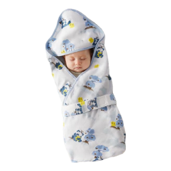babycare 初生婴儿全棉抱被安抚调温产房新生儿包被咘咘熊月光蓝90*90
