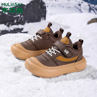 移动端、京东百亿补贴：木林森 童鞋儿童运动鞋冬季加绒二棉鞋男童板鞋女童休闲鞋中大童跑步鞋 1055棕色  33