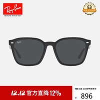 Ray-Ban RayBan）雷朋方形大框太阳镜时尚高级显脸小开车防晒户外墨镜0RB4392D 601/87黑色镜框深灰色镜片