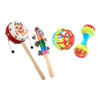 贻贝拨浪鼓婴儿可啃咬6-12个月手摇波鼓宝宝木质羊皮传统儿童新生儿 生肖(原木)0-24月优选