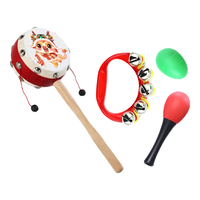 贻贝拨浪鼓婴儿可啃咬6-12个月手摇波鼓宝宝木质羊皮传统儿童新生儿 生肖(原木)手握铃4