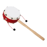 贻贝拨浪鼓婴儿可啃咬6-12个月手摇波鼓宝宝木质羊皮传统儿童新生儿 原色原木羊皮