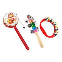 贻贝拨浪鼓婴儿可啃咬6-12个月手摇波鼓宝宝木质羊皮传统儿童新生儿 生肖+棒铃+手握铃