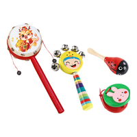 贻贝拨浪鼓婴儿可啃咬6-12个月手摇波鼓宝宝木质羊皮传统儿童新生儿 生肖+摇铃+沙锤+响板