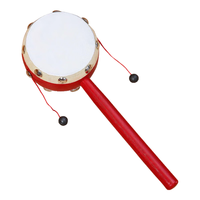 贻贝拨浪鼓婴儿可啃咬6-12个月手摇波鼓宝宝木质羊皮传统儿童新生儿 传统羊皮