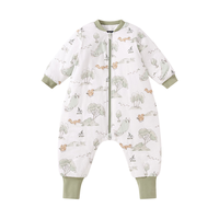 全棉时代 婴儿睡袋纯棉秋冬加厚感温标分腿睡袋婴童防踢被 小松鼠100×54cm