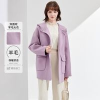 秋冬款连帽双面呢大衣大口袋减龄呢子外套舒适感短款羊毛大衣女