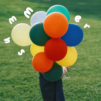 日美新数字气球户外装饰场景布置宝宝儿童周岁派对拍照道具 10寸彩色气球(15个)