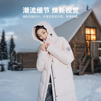 坦博尔2025年羽绒服女长款过膝可脱卸帽时尚保暖加厚外套TBF550836T 萝黛粉 M 165/88A