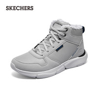 斯凯奇(Skechers)男鞋马丁靴高帮保暖防寒雪地靴加绒男靴男士休闲鞋 浅灰色/LTGY 42.5