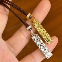 蓝铂丽足银9999黄金色碎冰冰四方来财小金条吊坠项链女新中式金砖毛衣链 足银小银条(约14g)