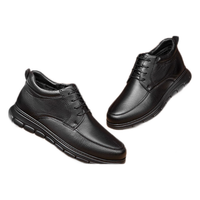 金利来（Goldlion）皮靴鹿皮加绒加厚男靴保暖短靴男户外休闲棉靴雪地靴男 黑色 40