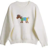 OLRAIN 【含羊毛小马绣花毛衣】2025年秋法式休闲宽松圆领针织衫