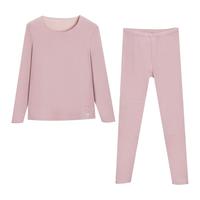 红豆居家 新款女士圆领秋衣秋裤红豆绒碳刷磨毛色纺无痕保暖内衣套装 526 海棠粉 175/100
