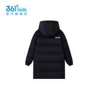 361° 童装男/女童保暖中长羽绒服2024年冬季中大童外套 经典黑 160