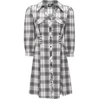 VERO MODA 【冬专柜款】复古格纹七分袖收腰A字裙短裙连衣裙高级感