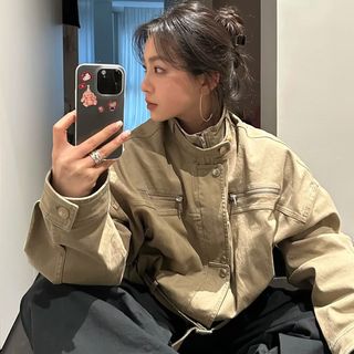 复古立领工装外套男女秋季设计感独特超好看宽松短款夹克上衣