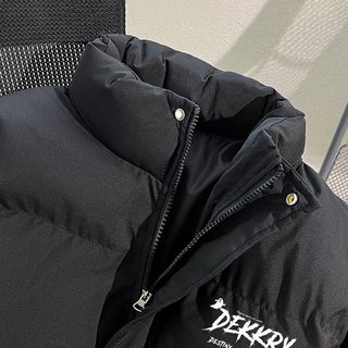 休闲宽松百搭保暖防风棉服秋冬季男女款高街图案印花立领拉链外套