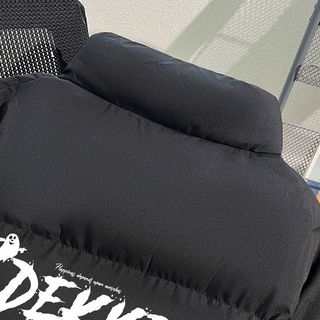休闲宽松百搭保暖防风棉服秋冬季男女款高街图案印花立领拉链外套