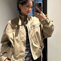 复古立领工装外套男女秋季设计感独特超好看宽松短款夹克上衣