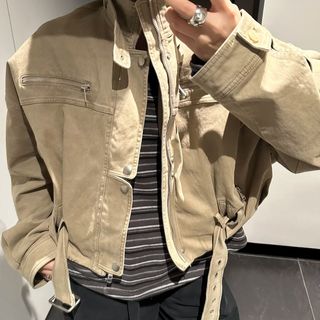 复古立领工装外套男女秋季设计感独特超好看宽松短款夹克上衣