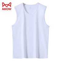猫人男士宽肩背心夏季95纯棉运动坎肩内穿春夏打底无袖汗衫 白色 L （80-115斤）