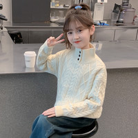 女童毛衣秋冬款2025儿童洋气超好看针织打底女孩冬装上衣 红色+加绒皮裤