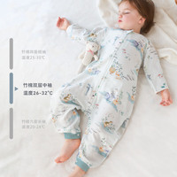 格里尼（griny）婴儿睡袋春夏七分袖双层竹棉宝宝分腿睡袋空调房防踢被 鸭鸭探险队 110码/XL
