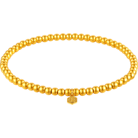 六福珠宝足金简约圆珠黄金手链女款手串 计价 B01TBGB0072 约4.85克-光面