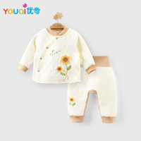 移动端、京东百亿补贴：优奇 婴儿衣服男女宝宝秋冬加厚夹棉连体衣早秋保暖套装婴幼儿秋衣套装