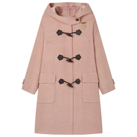 Teenie Weenie 女式大衣小熊绵羊毛双面穿牛角扣秋冬毛呢大衣