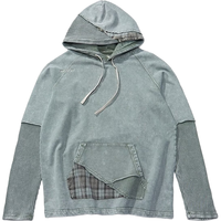 XVESSEL  Waffle Plaid Hoodie破坏复古格纹拼接百搭卫衣灯芯绒连帽衫 复古格纹紫色帽衫Y21X713P M