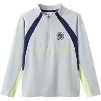 亚瑟士 儿童2026年半高领长袖撞色复古速干T恤舒适百搭 9022灰色 130