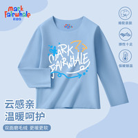 马克华菲(MARK FAIRWHALE)男女童内衣套装秋冬款2025德绒保暖秋衣秋裤儿童加绒打底衫 M炫彩文字蓝色(切口上衣) 110