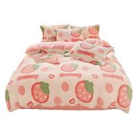 秋冬季珊瑚绒牛奶绒被套单件床上四件套加绒被罩冬天法兰绒被单人