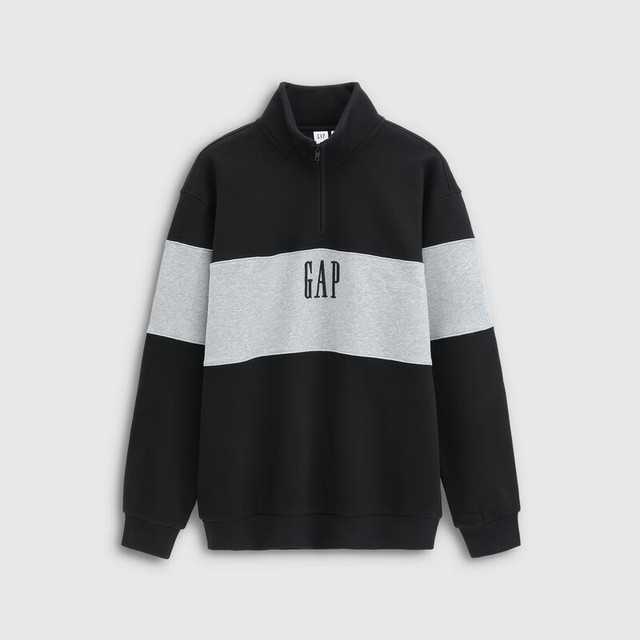 PLUS会员：Gap 男士抓绒半拉链立领宽松卫衣 788678