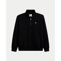 Abercrombie & Fitch【半拉链立领】小麋鹿图案保暖抓绒宽松卫衣25秋冬女装152-5418 黑灰色
