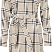 BURBERRY 【格纹艺术馆】法式复古翻领长袖衬衫直筒连衣裙