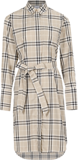 BURBERRY 【格纹艺术馆】法式复古翻领长袖衬衫直筒连衣裙