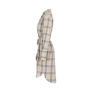 BURBERRY 【格纹艺术馆】法式复古翻领长袖衬衫直筒连衣裙