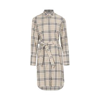 BURBERRY 【格纹艺术馆】法式复古翻领长袖衬衫直筒连衣裙