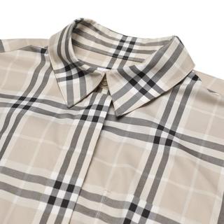BURBERRY 【格纹艺术馆】法式复古翻领长袖衬衫直筒连衣裙