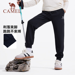 骆驼（CAMEL）童装儿童裤子男女童加绒保暖软壳裤中大童户外休闲裤长裤 幻影黑 1