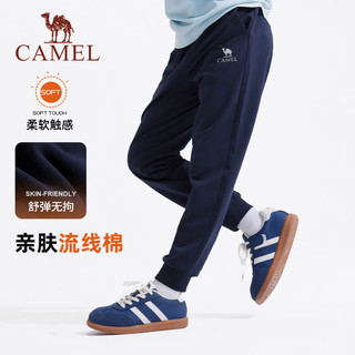骆驼（CAMEL）童装儿童裤子男女童加绒保暖软壳裤中大童户外休闲裤长裤 墨蓝 160 cm