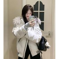 派克服大毛领棉服女2025韩系加厚小个子棉衣冬季保暖棉袄外套
