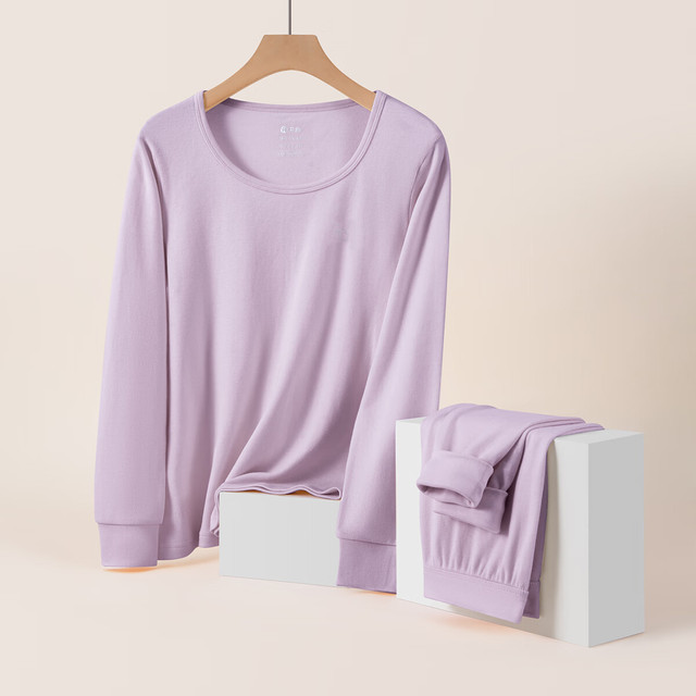 芬腾 100%纯棉情侣圆领温暖打底套装秋衣秋裤防静电保暖内衣