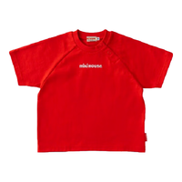 MIKIHOUSEmikihouse童装中大童纯棉圆领短袖T恤儿童休闲印花上衣 红色100cm