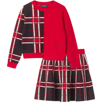 哈吉斯(HAZZYS)童装女童套装春红品经典圆领简约舒适保暖女童套装 经典红 145